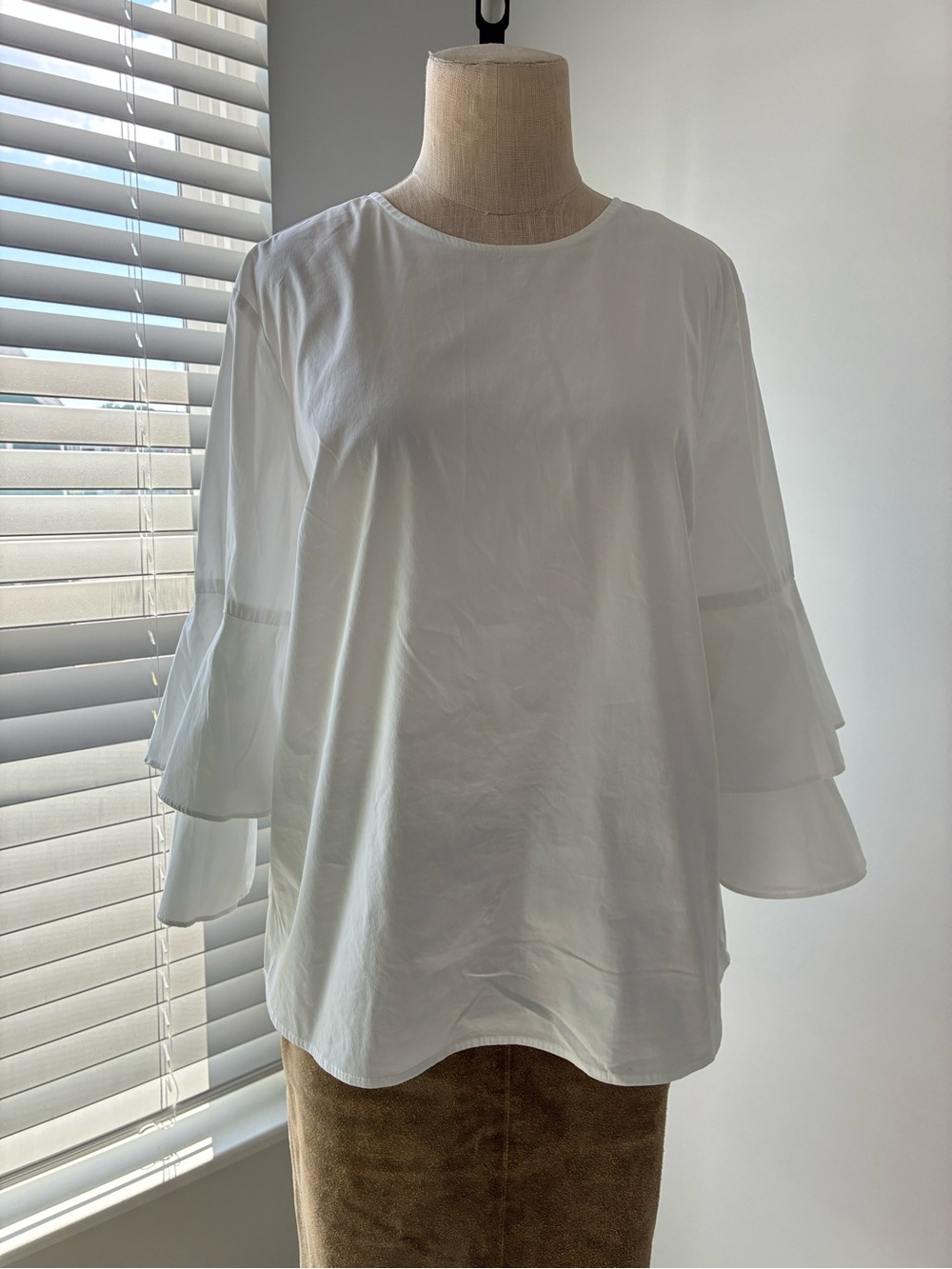 J. McLaughlin Women's White Ruffled Tiered Sleeve Blouse